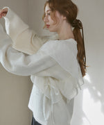 アシンメトリーフリルニットトップス