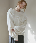 アシンメトリーフリルニットトップス