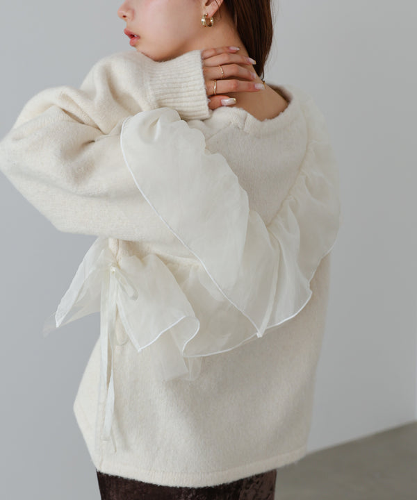 アシンメトリーフリルニットトップス