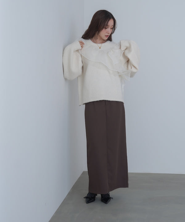 アシンメトリーフリルニットトップス