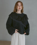 アシンメトリーフリルニットトップス