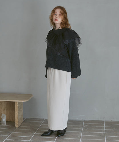 アシンメトリーフリルニットトップス