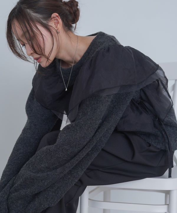 アシンメトリーフリルニットトップス