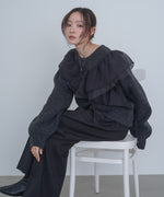 アシンメトリーフリルニットトップス