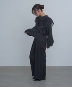 アシンメトリーフリルニットトップス