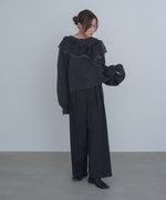 アシンメトリーフリルニットトップス