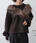 アシンメトリーフリルニットトップス