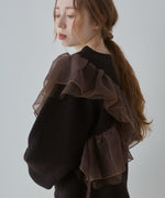 アシンメトリーフリルニットトップス