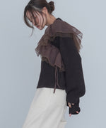 アシンメトリーフリルニットトップス