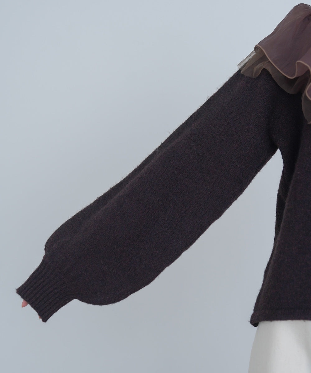 アシンメトリーフリルニットトップス