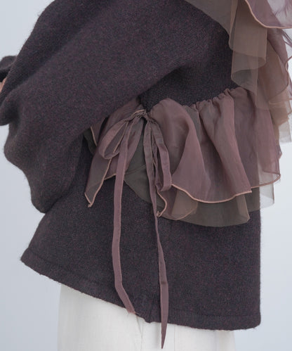 アシンメトリーフリルニットトップス