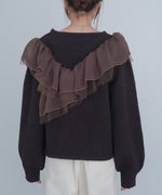 アシンメトリーフリルニットトップス