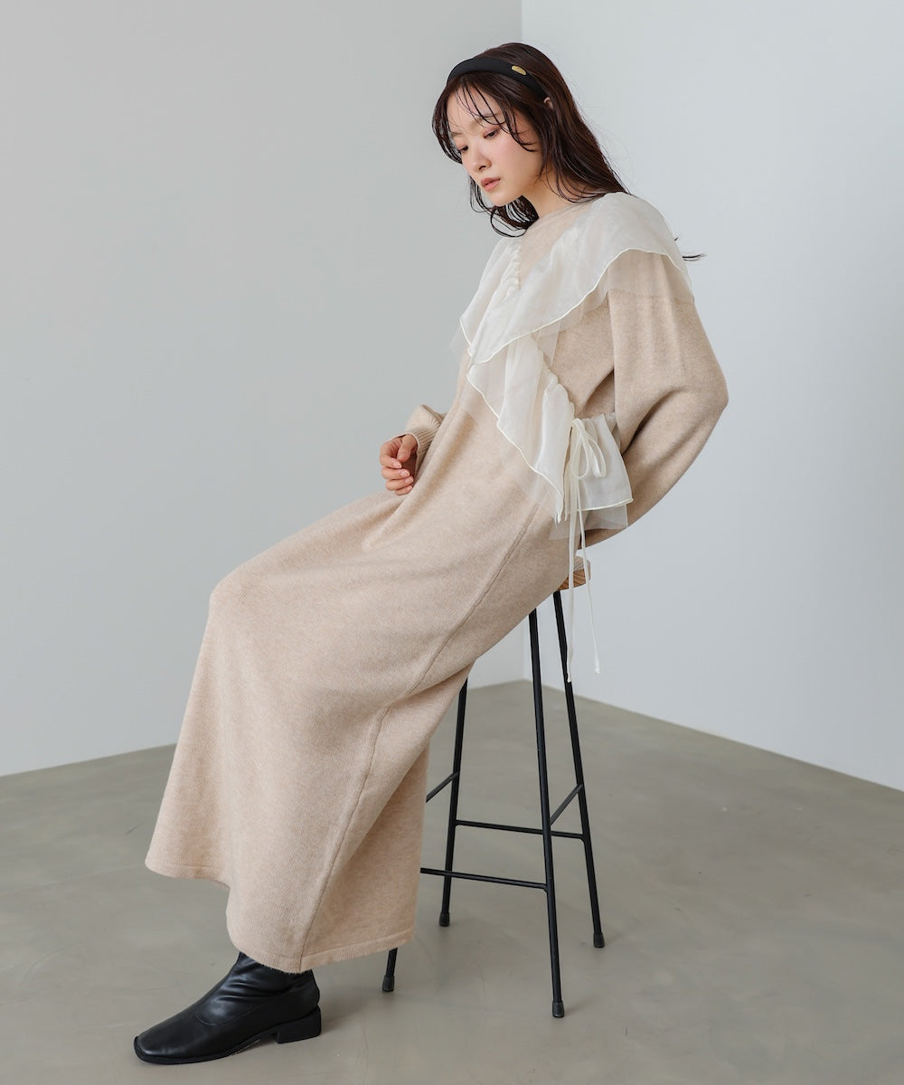 S・M・Lサイズ】アシンメトリーフリルニットワンピース – Bab