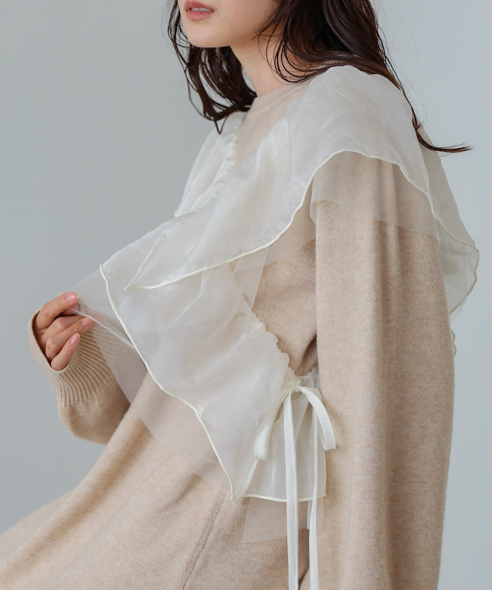 【S・M・Lサイズ】アシンメトリーフリルニットワンピース