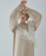 【S・M・Lサイズ】アシンメトリーフリルニットワンピース