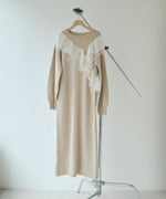 【S・M・Lサイズ】アシンメトリーフリルニットワンピース