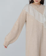 【S・M・Lサイズ】アシンメトリーフリルニットワンピース