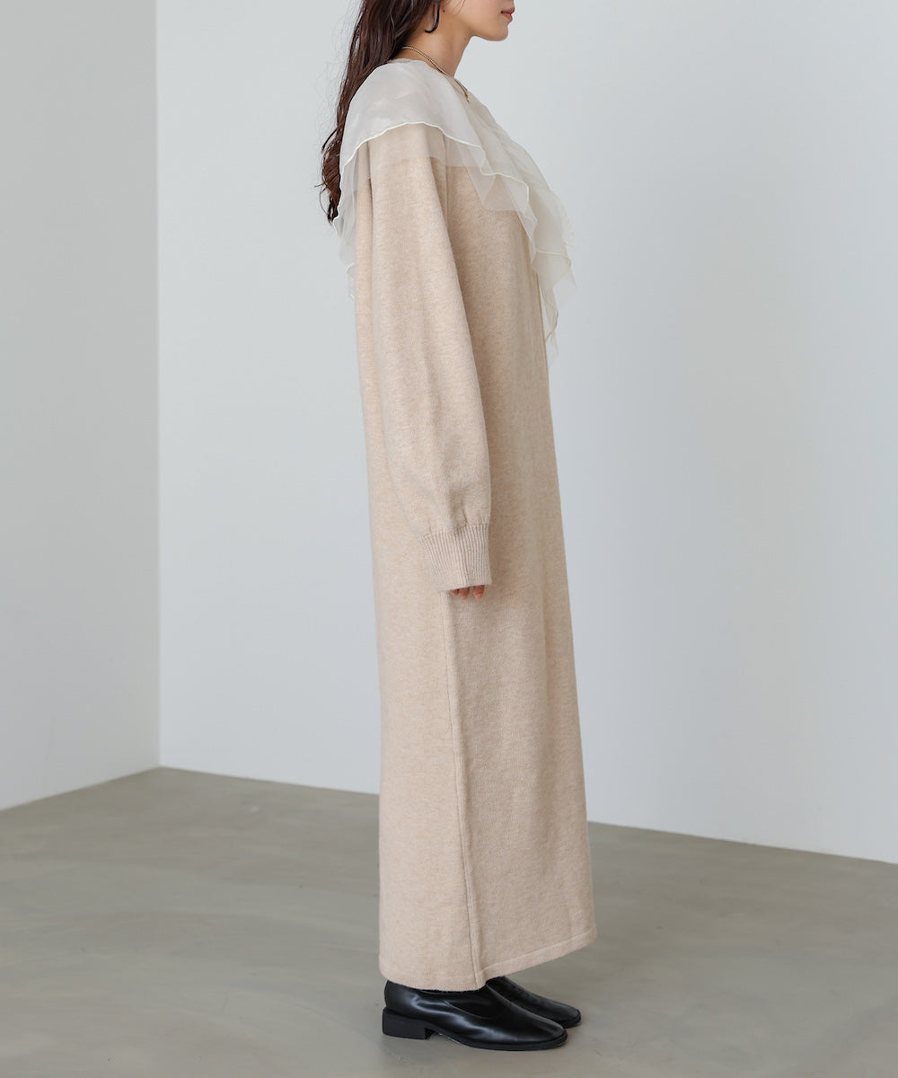 S・M・Lサイズ】アシンメトリーフリルニットワンピース – Bab