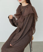 【S・M・Lサイズ】アシンメトリーフリルニットワンピース