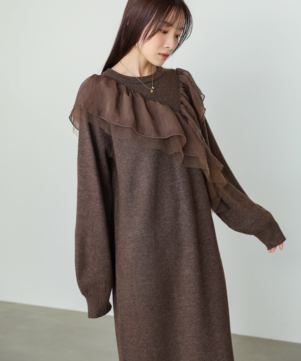 新品　ヤマダヤ　FENNEL ドットアシンメトリーフリルワンピース FENNEL ドットアシンメトリーフリルワンピース