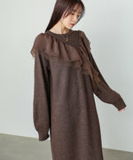 【S・M・Lサイズ】アシンメトリーフリルニットワンピース