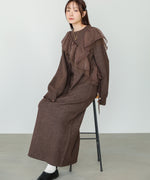 【S・M・Lサイズ】アシンメトリーフリルニットワンピース