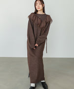 【S・M・Lサイズ】アシンメトリーフリルニットワンピース