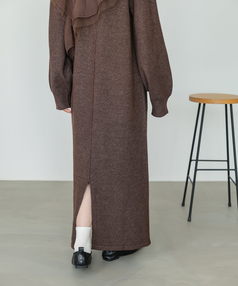 【S・M・Lサイズ】アシンメトリーフリルニットワンピース