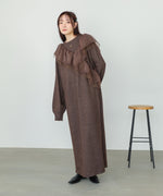 【S・M・Lサイズ】アシンメトリーフリルニットワンピース