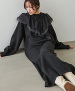 【S・M・Lサイズ】アシンメトリーフリルニットワンピース