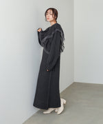 【S・M・Lサイズ】アシンメトリーフリルニットワンピース