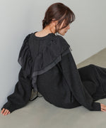 【S・M・Lサイズ】アシンメトリーフリルニットワンピース