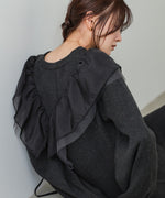 【S・M・Lサイズ】アシンメトリーフリルニットワンピース