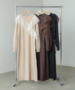 【S・M・Lサイズ】アシンメトリーフリルニットワンピース