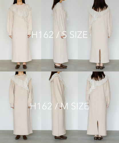 【S・M・Lサイズ】アシンメトリーフリルニットワンピース