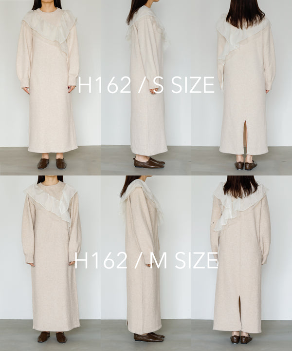 【S・M・Lサイズ】アシンメトリーフリルニットワンピース