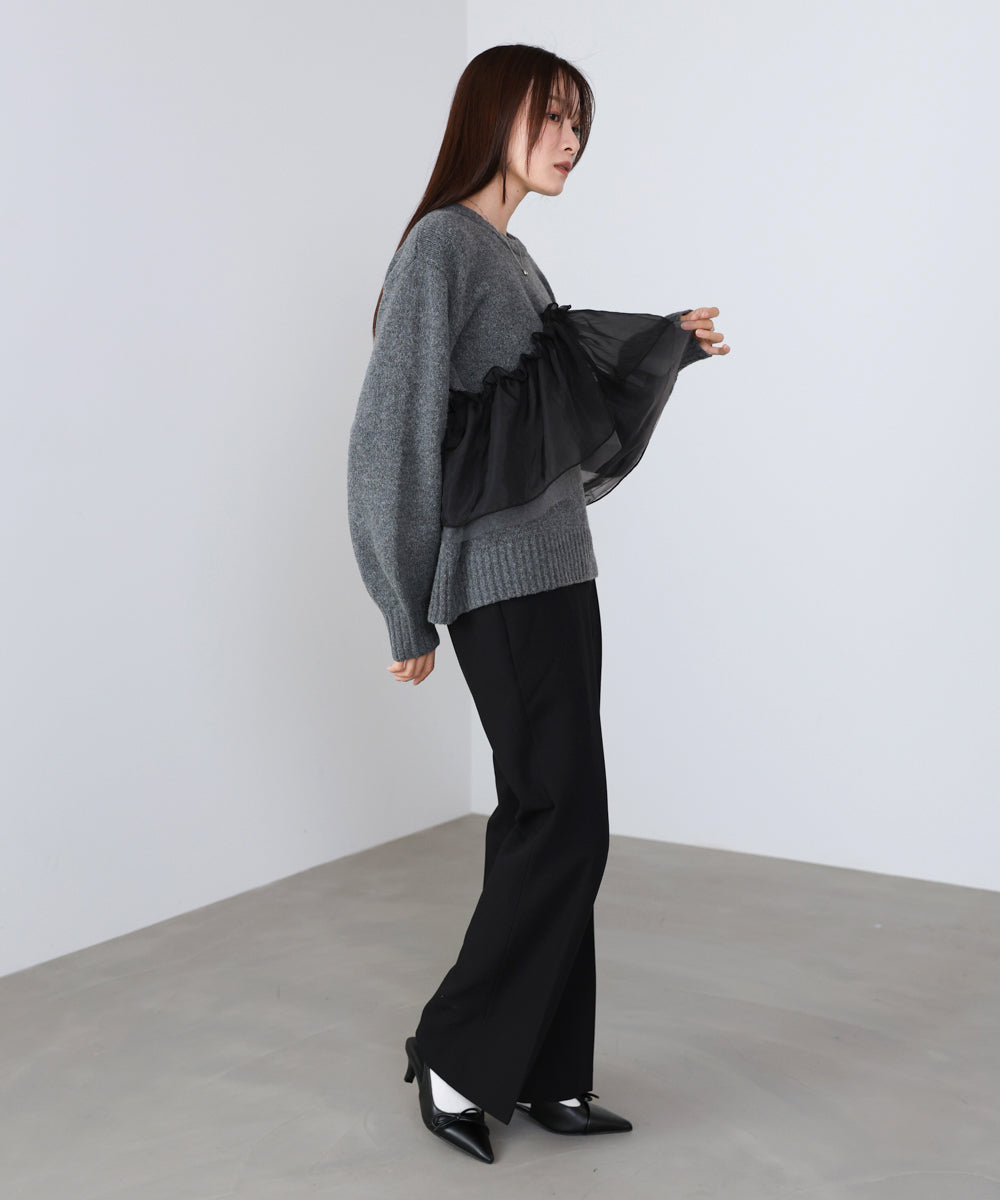 Bibiy. フリル付きダークグレーニット トップス Bibiy. フリル付きダークグレーニット トップス