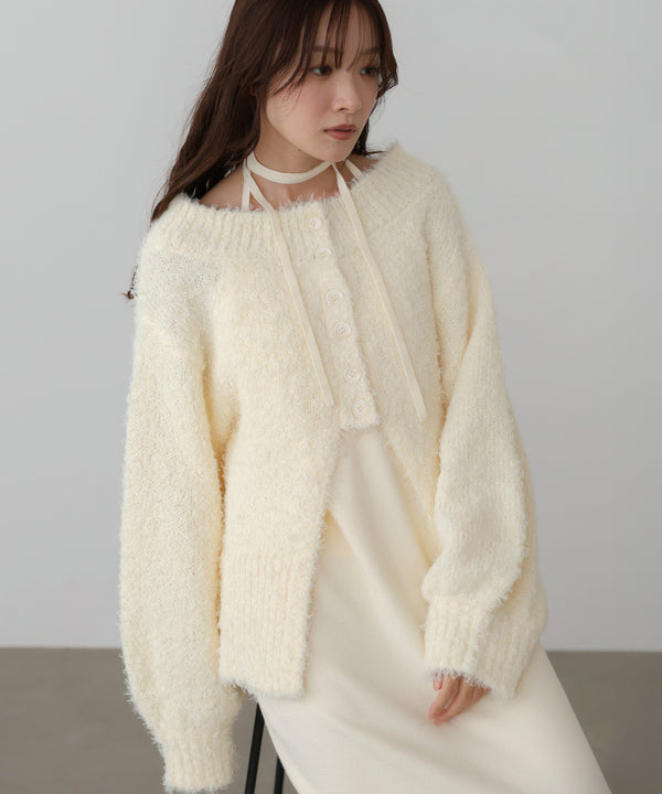 【S・Mサイズ展開】前後2WAYニットカーディガン＋ニットキャミワンピース