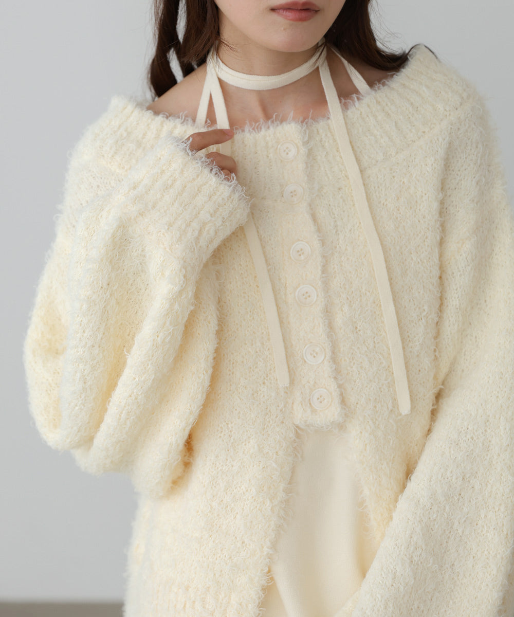 【S・Mサイズ展開】前後2WAYニットカーディガン＋ニットキャミワンピース