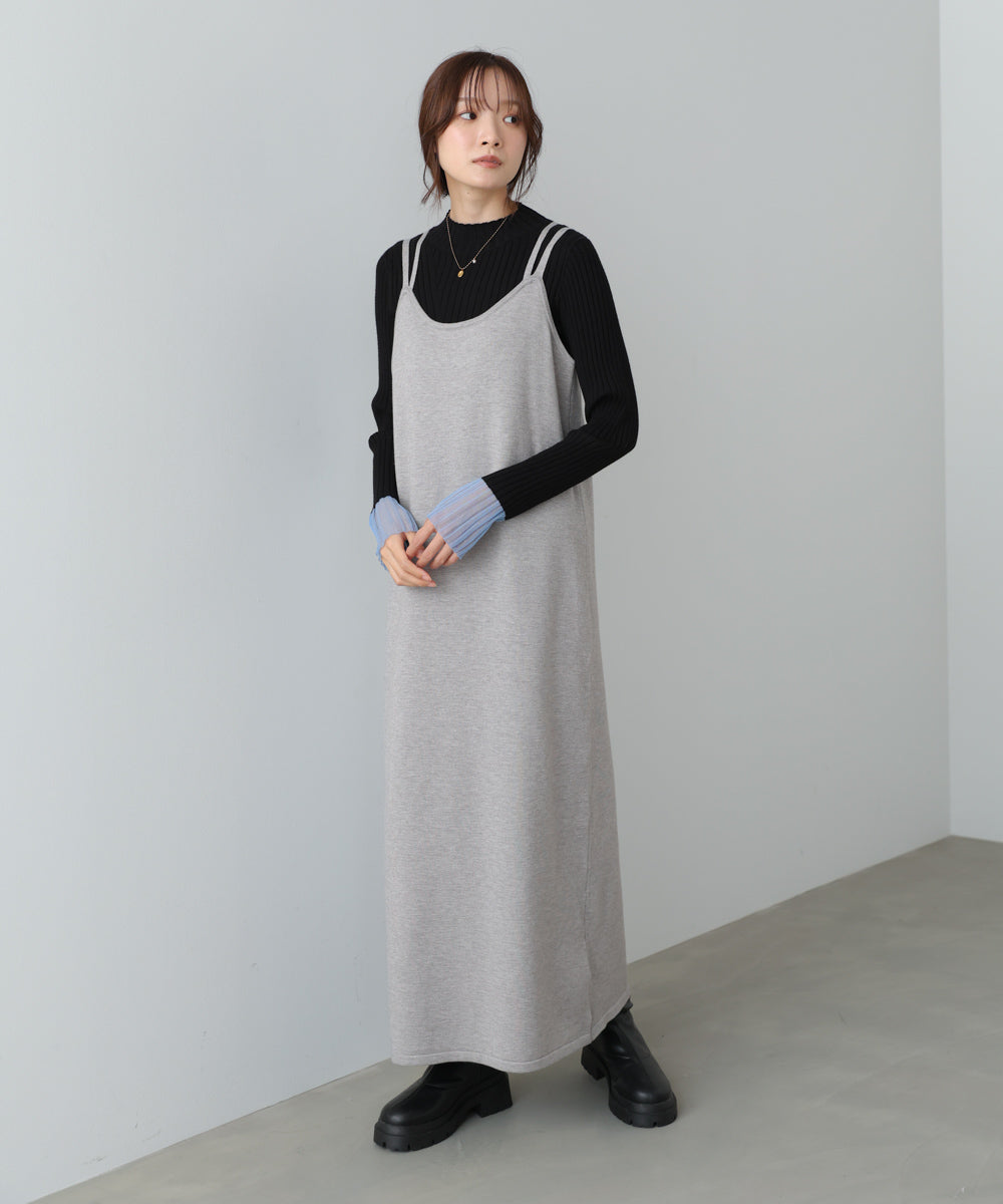 【S・Mサイズ展開】前後2WAYニットカーディガン＋ニットキャミワンピース