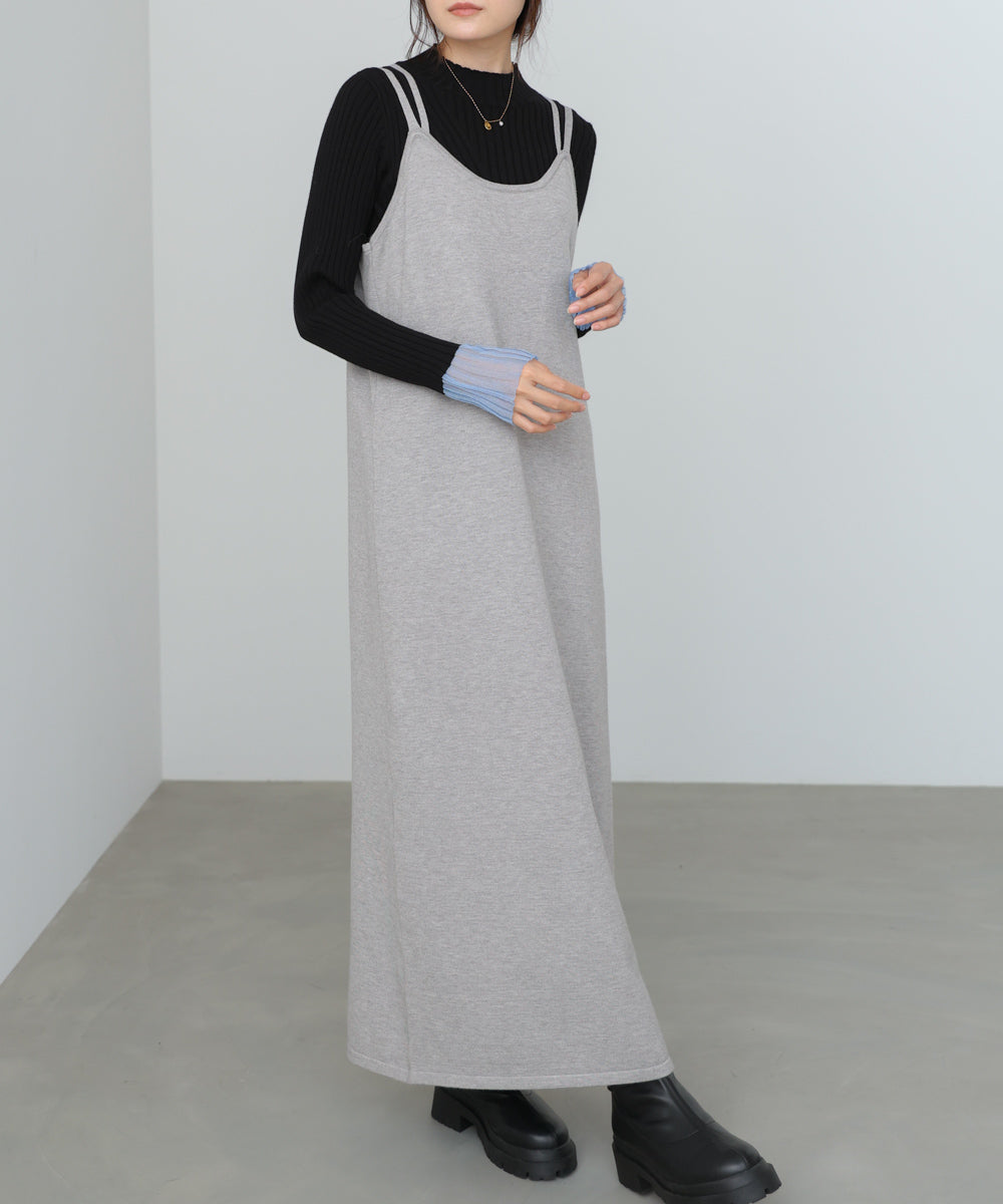 【S・Mサイズ展開】前後2WAYニットカーディガン＋ニットキャミワンピース