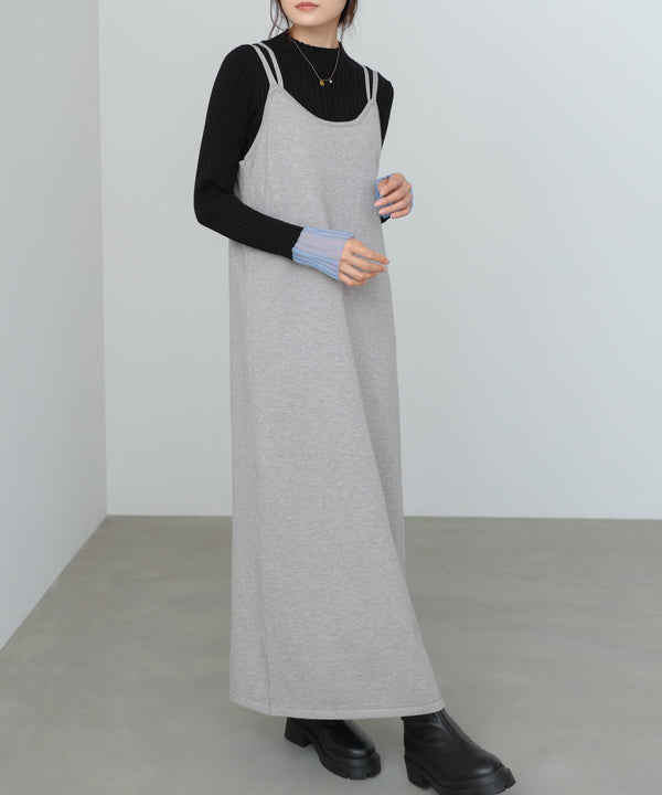 【S・Mサイズ展開】前後2WAYニットカーディガン＋ニットキャミワンピース