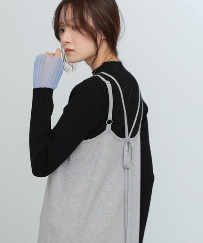 【S・Mサイズ展開】前後2WAYニットカーディガン＋ニットキャミワンピース