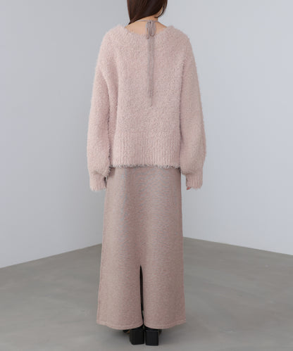 【S・Mサイズ展開】前後2WAYニットカーディガン＋ニットキャミワンピース