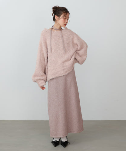 【S・Mサイズ展開】前後2WAYニットカーディガン＋ニットキャミワンピース
