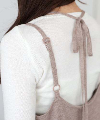 【S・Mサイズ展開】前後2WAYニットカーディガン＋ニットキャミワンピース