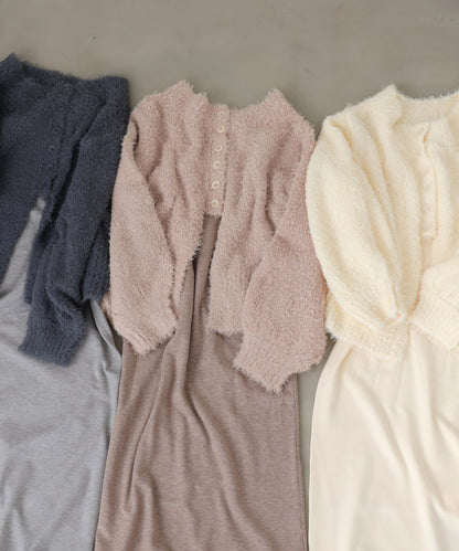 【S・Mサイズ展開】前後2WAYニットカーディガン＋ニットキャミワンピース