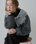 レース衿付きショートニットカーディガン