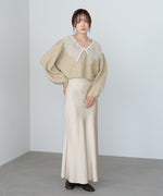 レース衿付きショートニットカーディガン