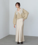 レース衿付きショートニットカーディガン